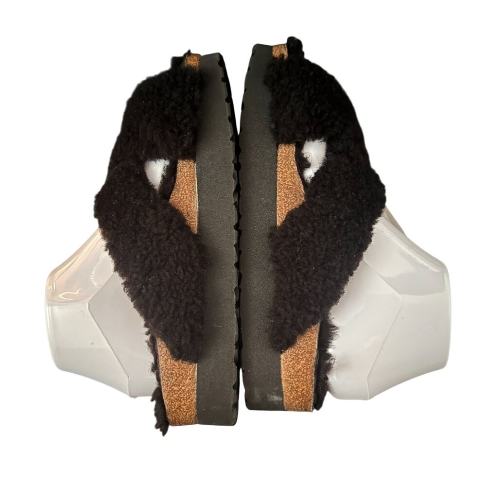 Papillio By Birkenstock Daytona Black Shearling Crisscross Sandals, Size 38 NWOB - Picture 6 of 9